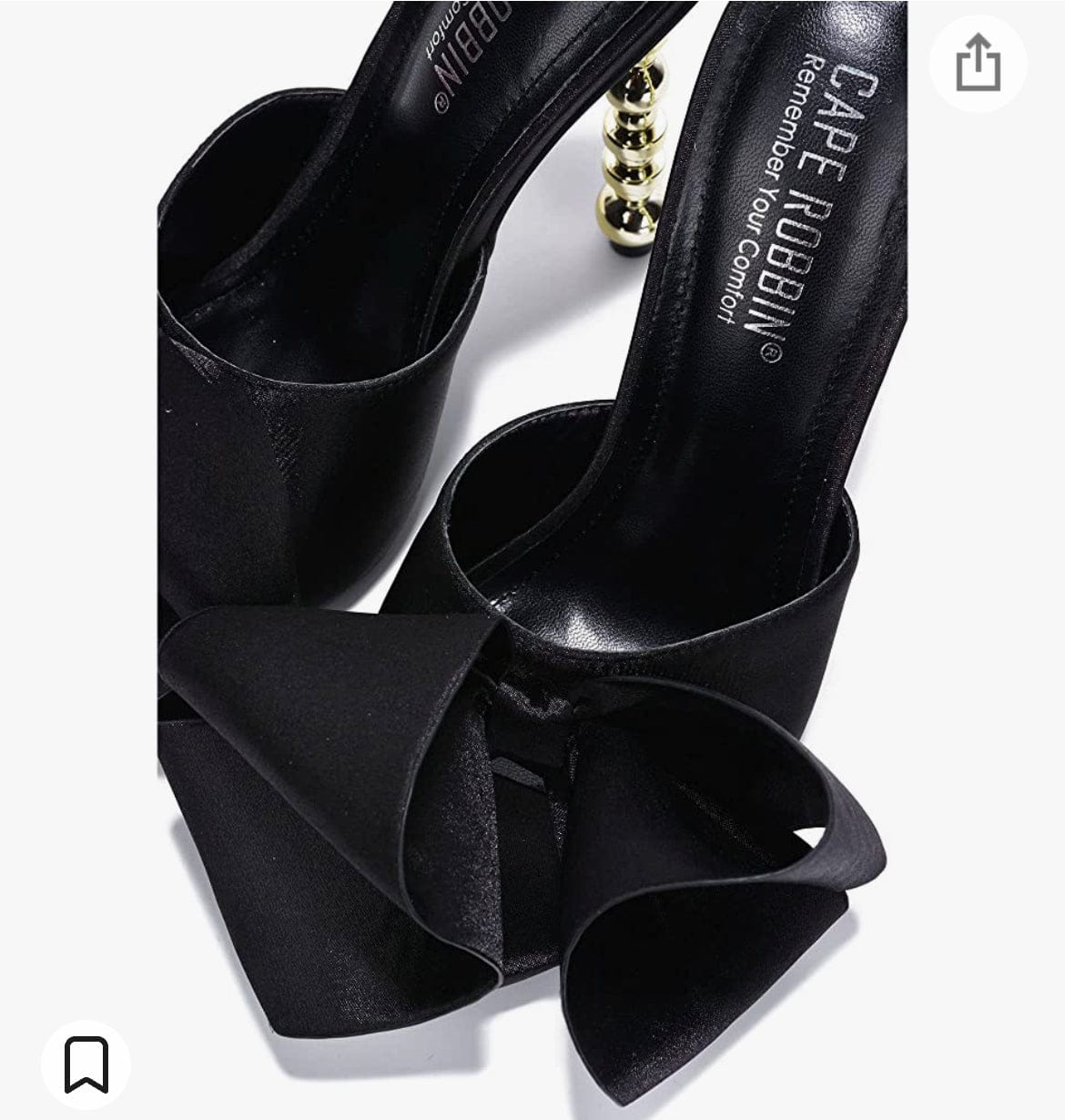 Black golden bow heels