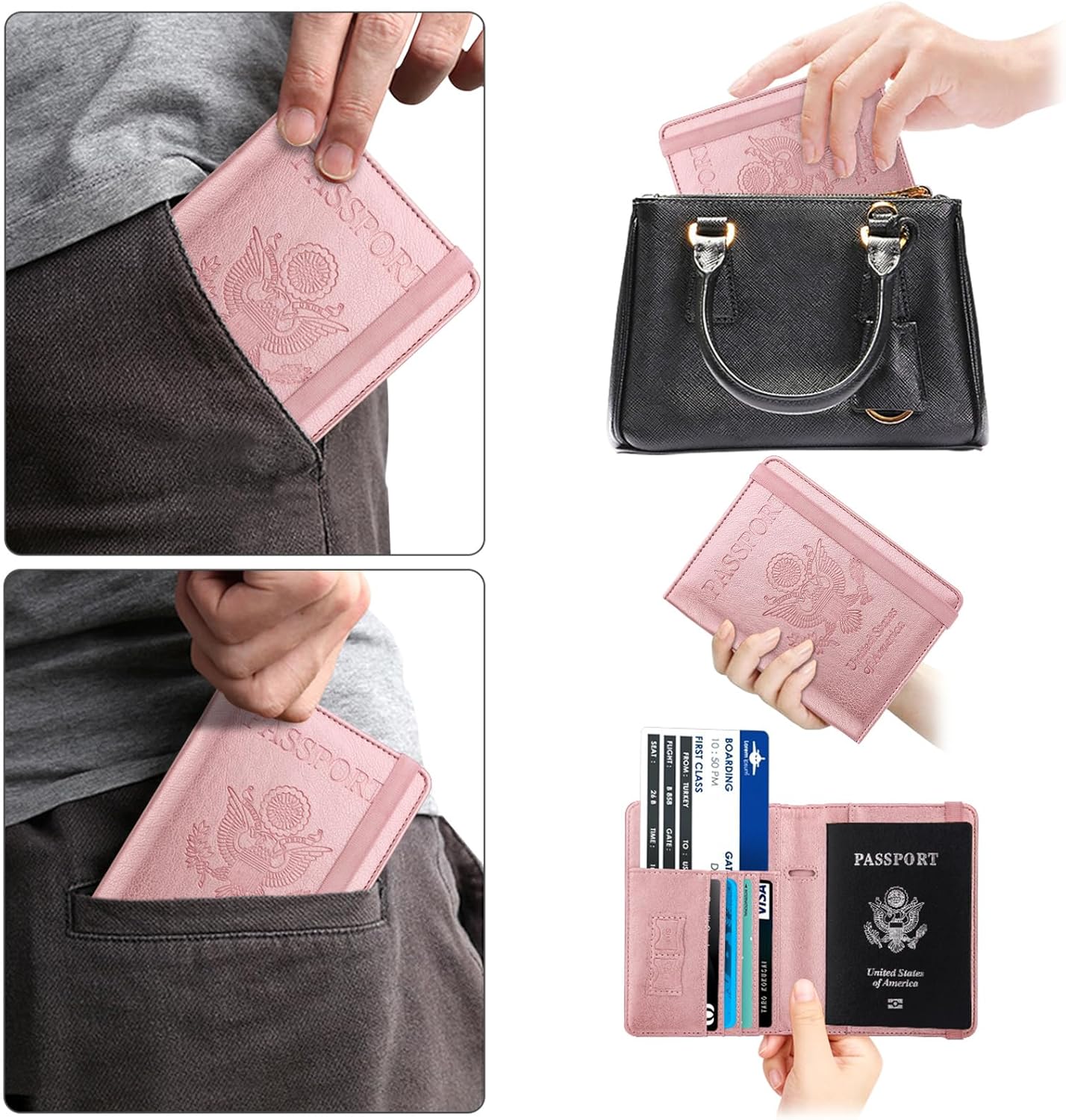 WALNEW Passport Holder for Travel, RFID Passport Cover Wallet