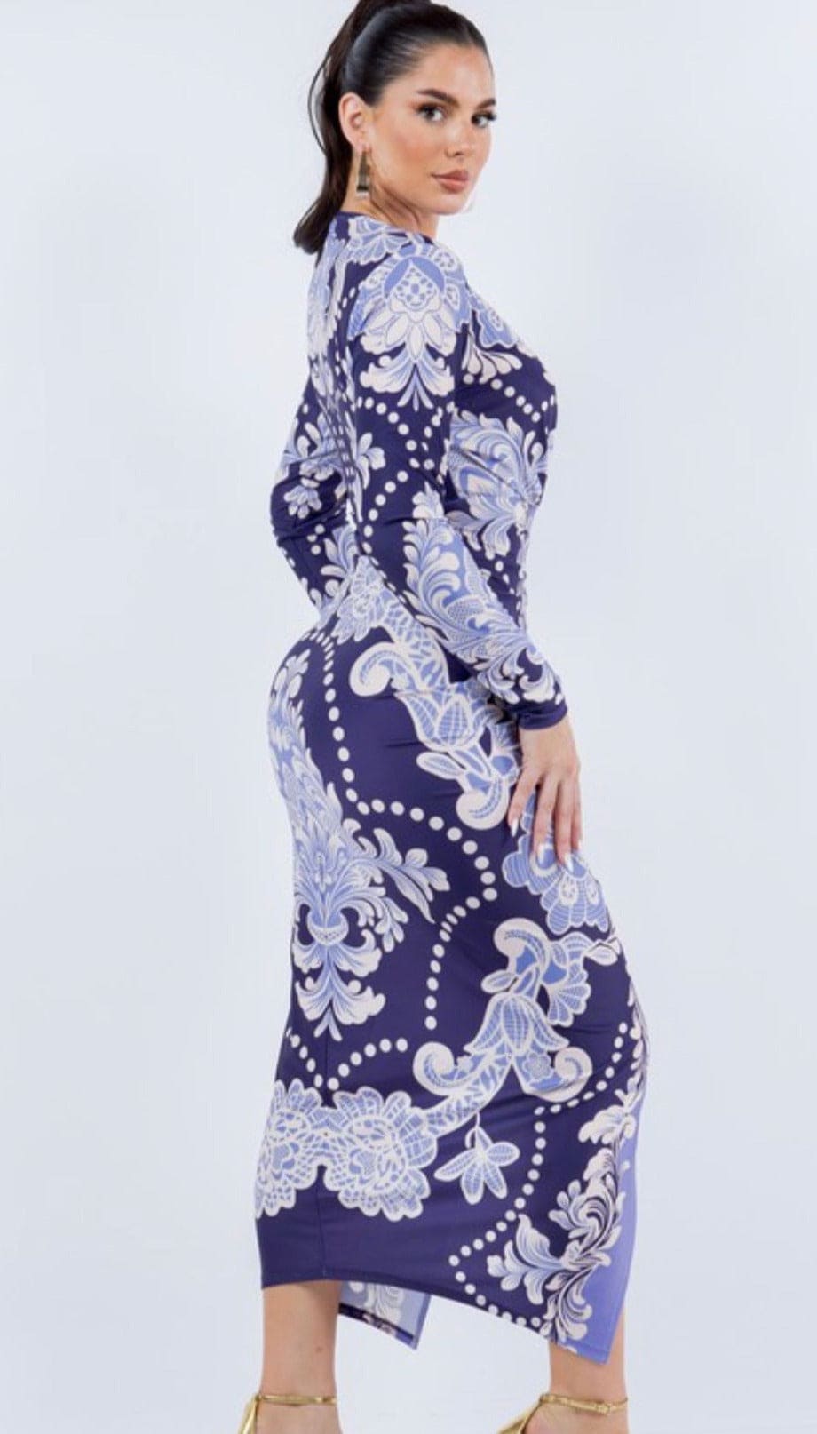 The "Mystic Orchid" Ruched Printed Dress