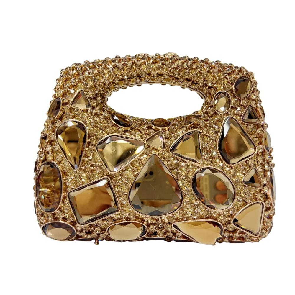 Women Gold Crystal Clutch Purse Gems Evening Bags