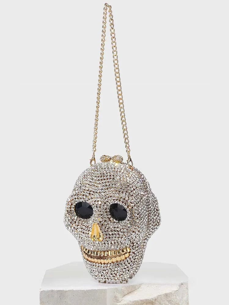 Diamond Halloween Skull Head Clutch Bags Women Rhinestone Evening Purse