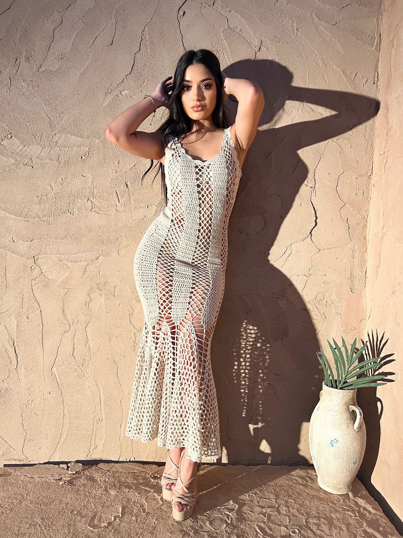 Jasmine White Crochet Swimwear Dress