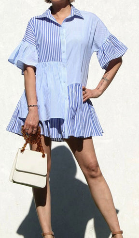 "Blue Crush: A Denim and Blue Stripe Dress for a Sassy and Chic Look"