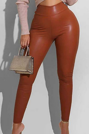 brown leather pants zara