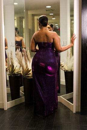 Split Thigh Sequin Off Shoulder Dress