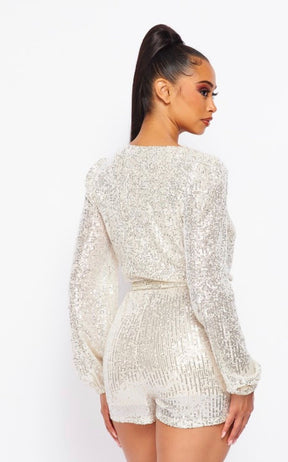 Sofia Long Sleeve Sequin Romper