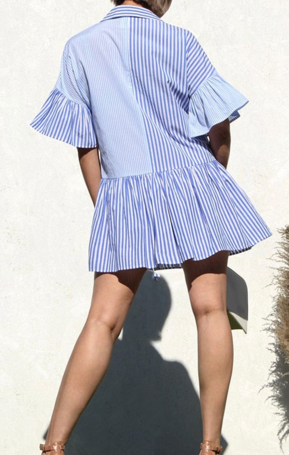 "Blue Crush: A Denim and Blue Stripe Dress for a Sassy and Chic Look"