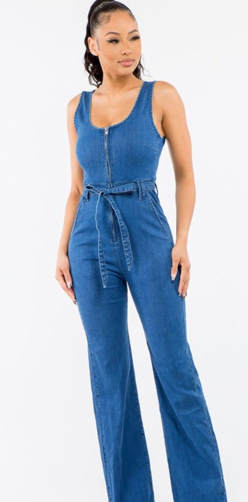 "Denim Diva: A Blue Jean Jumpsuit for a Sassy and Chic Look"