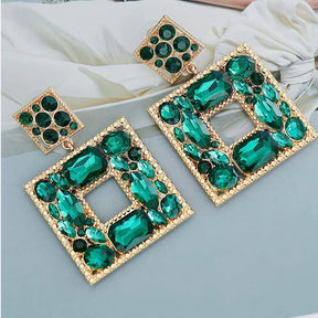 Emerald square earrings