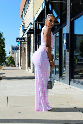 I feel Pretty Pink & White Belted Jumpsuit