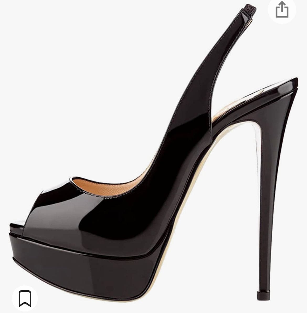 Black peaktoe sling back heels