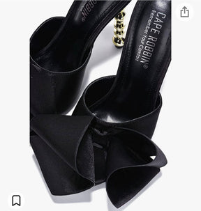 Black golden bow heels