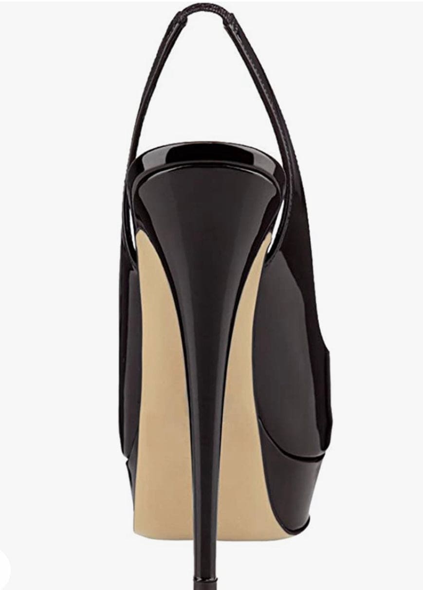 Black peaktoe sling back heels